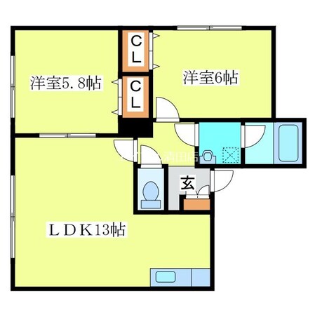 真栄3-2 徒歩5分 3階の物件間取画像